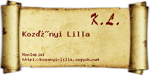 Kozányi Lilla névjegykártya